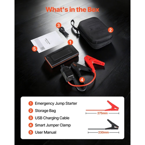 Jump Starter, 1000A Peak, Car Jumper Starter Battery Pack, 12V